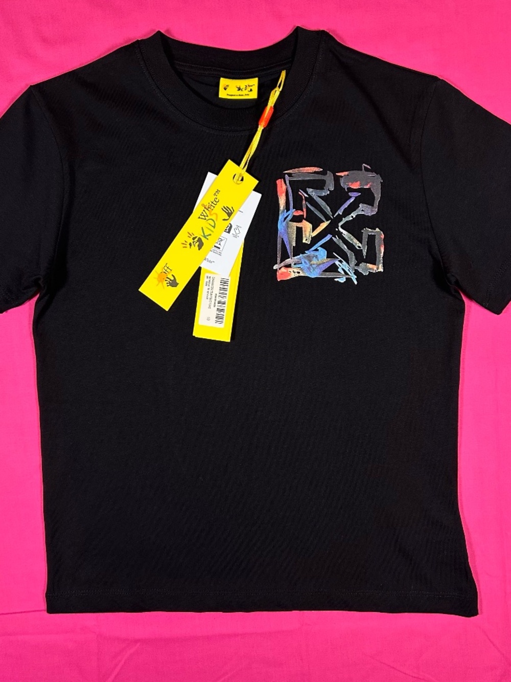 AUTHENTIC KIDS OFF-WHITE SIZE 10 BLACK COTTON T-SHIRT NWT UNISEX EXCELLENT